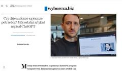 Sztuczna inteligencja napisała artykuł w "Gazecie Wyborczej". „Nikt się nie zorientował, tekst był słaby”