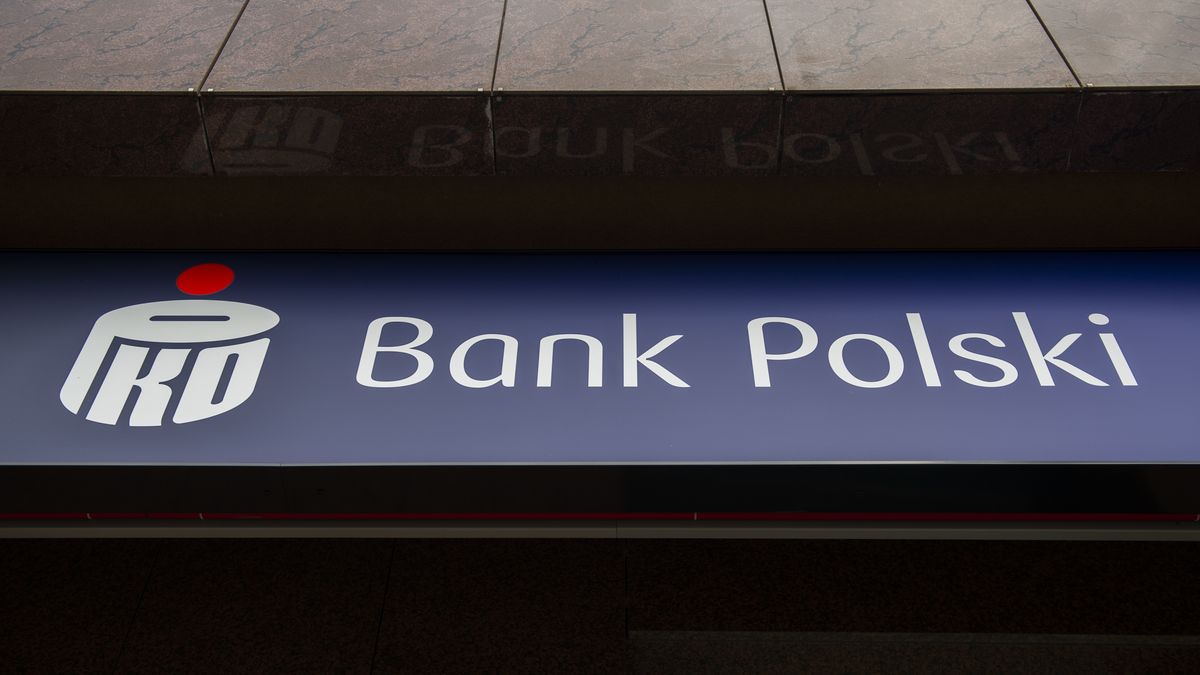 Polish bank PKO sign is seen on August 23, 2020 in Warsaw, Poland. (Photo by Aleksander Kalka/NurPhoto via Getty Images)