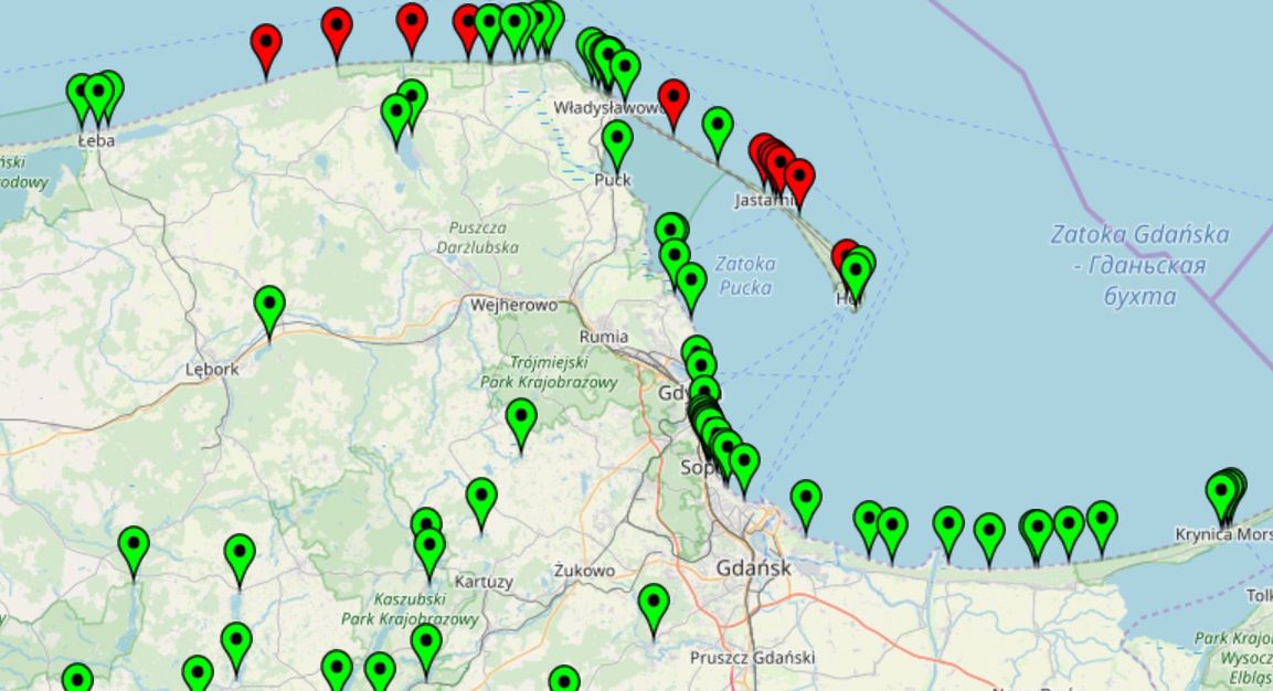 Mapka znajduje się na stronie www.sk.gis.gov.pl/index.php/kapieliska/mapa.