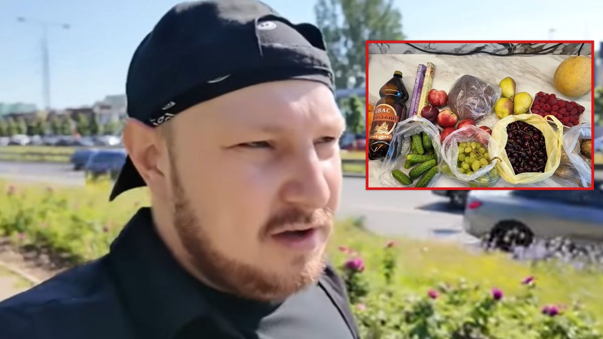 Wiaczesław Zarucki na zakupach na bazarze.