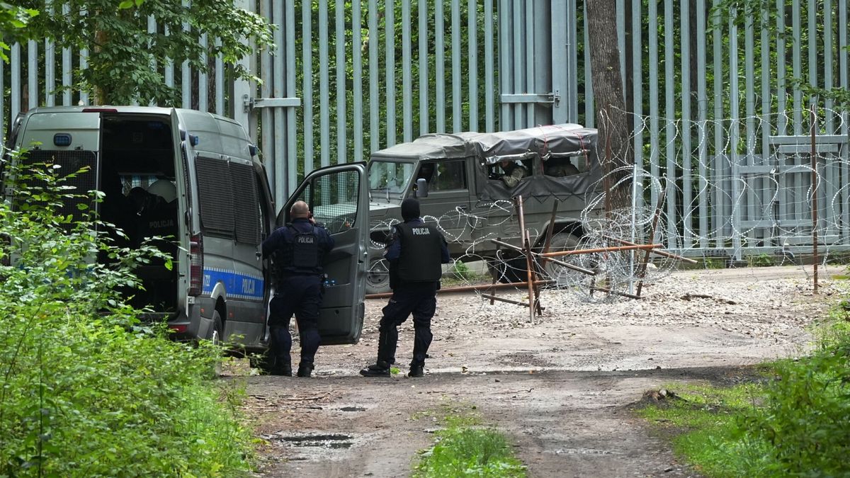 Sytuacja na granicy polsko-bia?oruskiej
6.06.2024
Puszcza Bialowieska, okolice wsi Starzyna na Podlasiu

n/z mur na granicy Polski z Bialorusia chroniony przez Straz Graniczna, policja i Wojsko Polskie

 fot. Stach Antkowiak/REPORTER
Stach Antkowiak/REPORTER