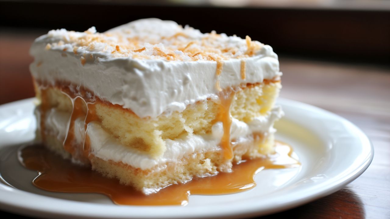 Tres Leches cake is a cake with a milky consistency.