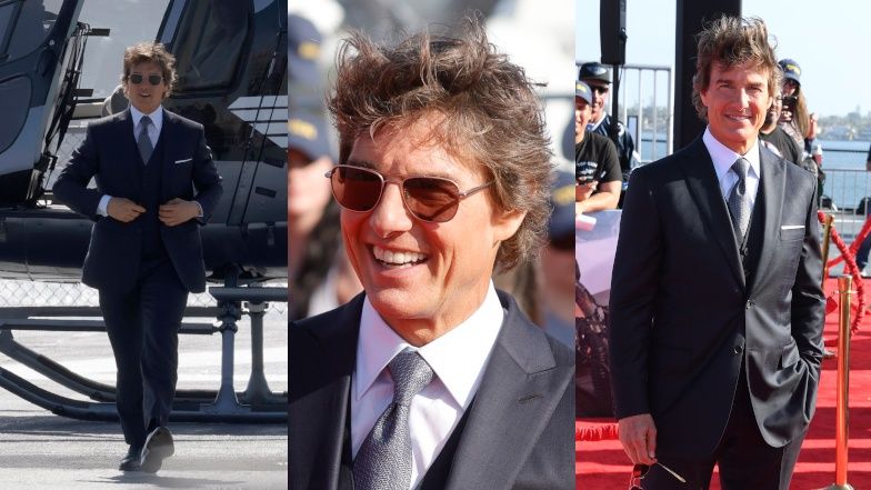 Tom Cruise ląduje helikopterem na premierze "Top Gun: Maverick"