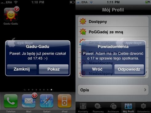 Gadu-Gadu dla iPhone'a z obsługą Powiadomień Push