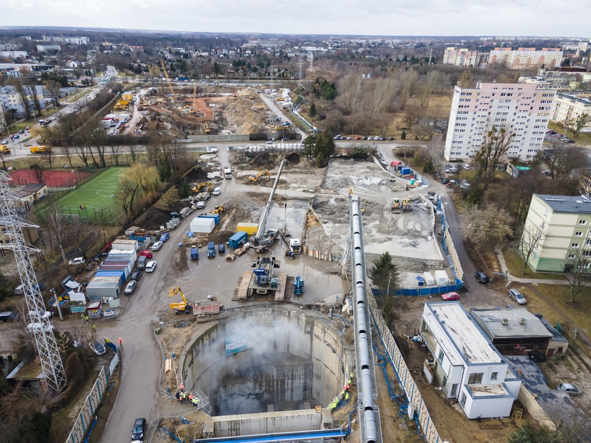 Budowa tunelu średnicowego w Łodzi, komory startowe przy ul. Odolanowskiej