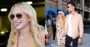 WYGŁADZONA i napięta twarz Lindsay Lohan posyła uśmiechy, idąc z mężem na US Open