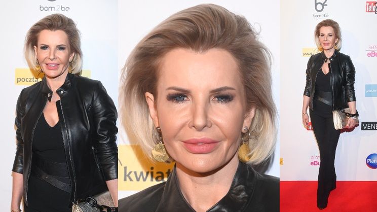 Gładka twarz Joanny Racewicz pozuje na premierze filmu "Marzec '68"