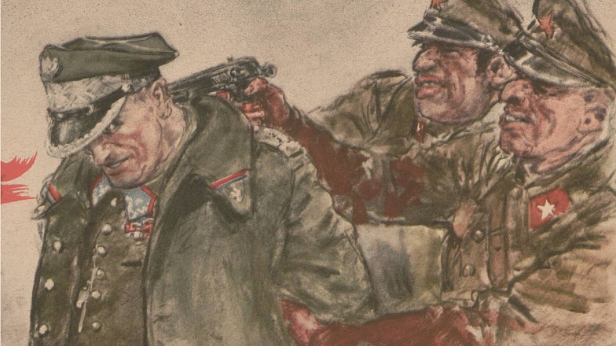 Politbiuro wyznaczało normy egzekucji (na il. fragment propagandowego plakatu niemieckiego dotyczącego zbrodni katyńskiej)