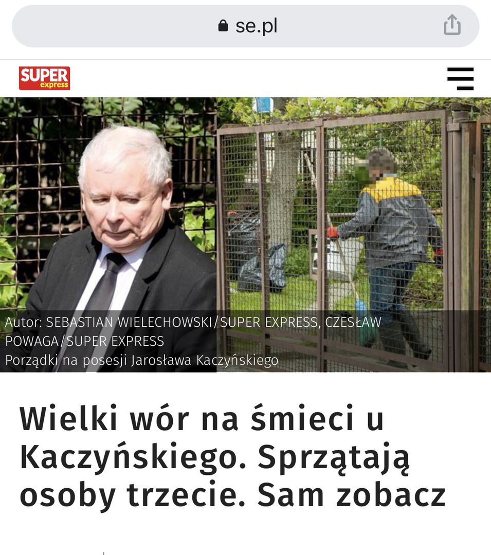 Porządki przed domem prezesa PiS.