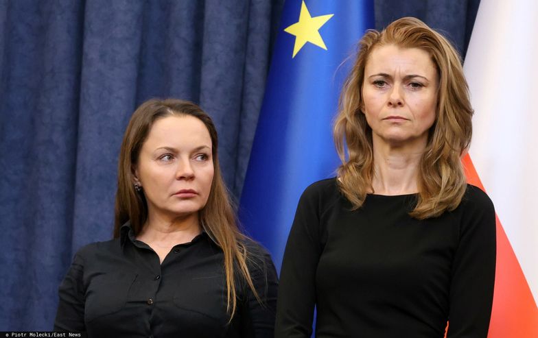 O?wiadczenie prezydenta Dudy ws. Kami?skiego i W?sika
Fot. Piotr Molecki/East News,  Warszawa, 23.01.2024. Oswiadczenie prezydenta Andrzeja Dudy ws. Macieja Wasika i Mariusza Kaminskiego, w Palacu Prezydenckim. Prezydent poinformowal, ze wydano postanowienie w przedmiocie prawa laski.
N/z: Barbara Kaminska, Roma Wasik
Piotr Molecki
