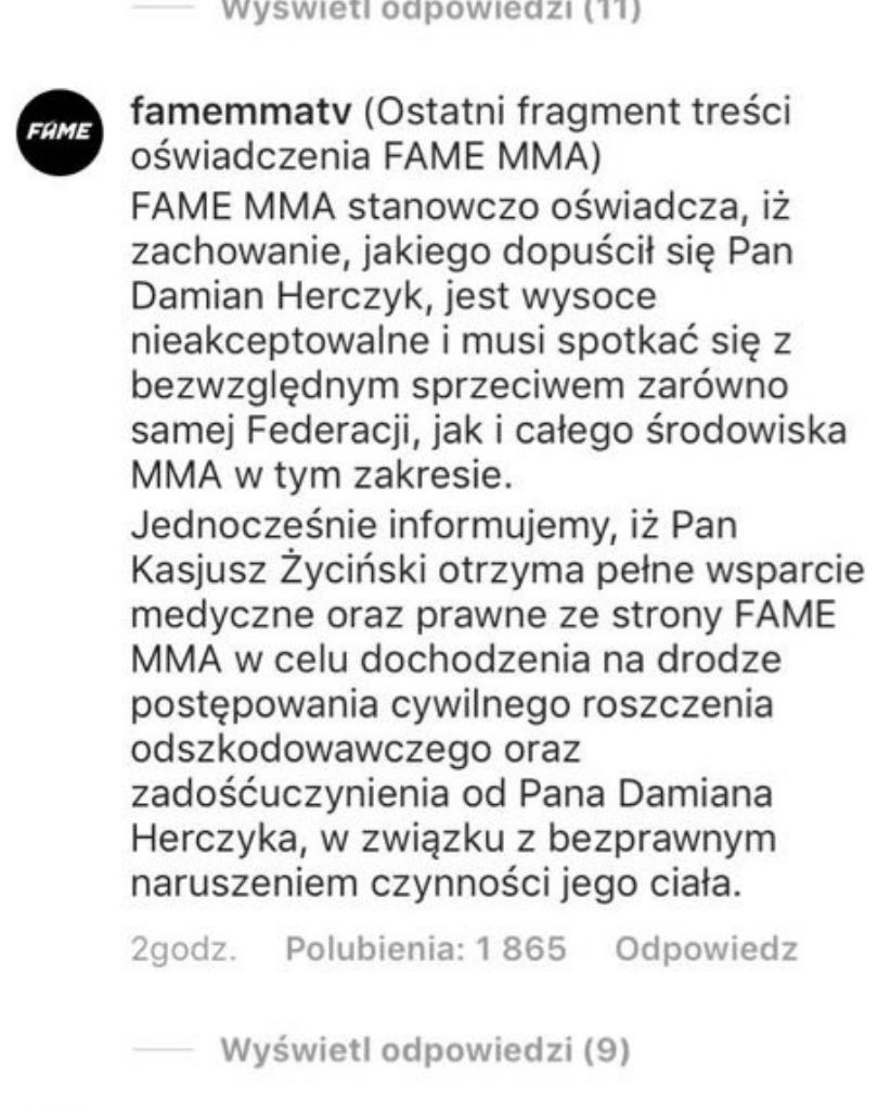 Marcin Najman dożywotnio zdyskwalifikowany z Fame MMA