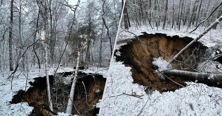 Runęły aż drzewa. Zapadła się ziemia, wielki lej