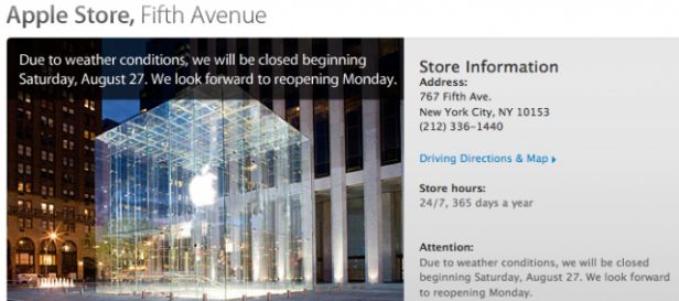 Huragan Irene zamknął sklepy Apple’a!