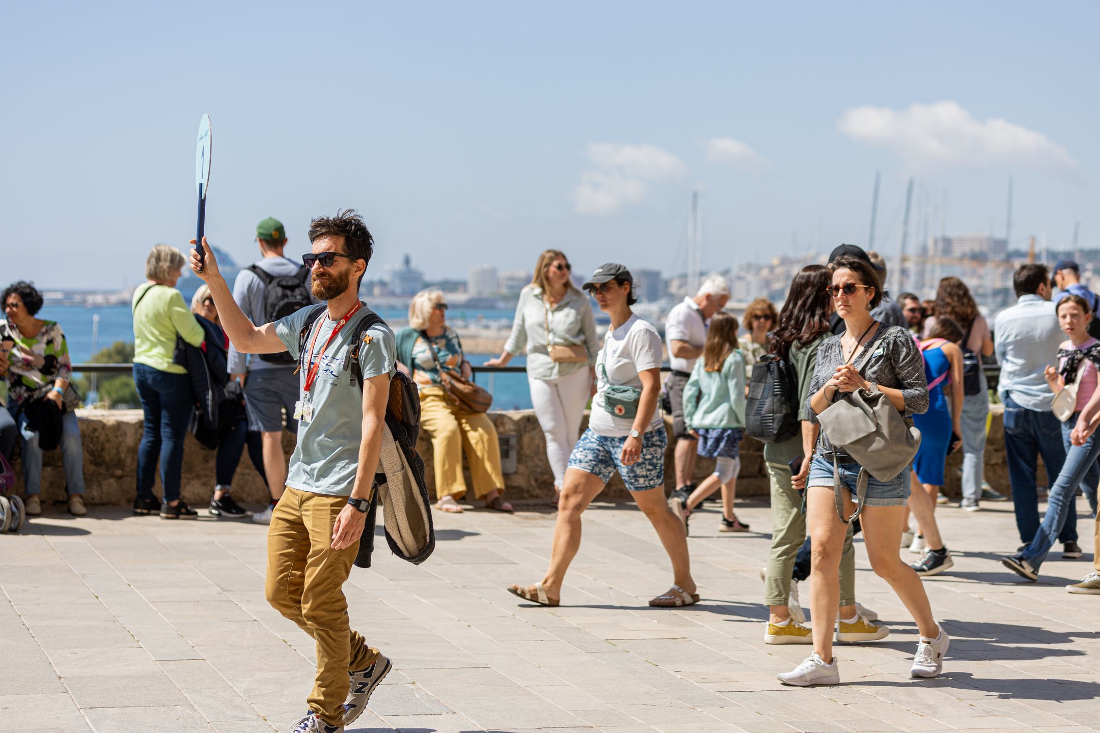 PALMA DE MALLORCA, MAJORCA BALE, SPAIN - APRIL 24: Tourists on a street in Palma de Mallorca on April 16, 2024 in Palma de Mallorca, Mallorca, Balearic Islands, Spain. (Photo By Tomas Moya/Europa Press via Getty Images)