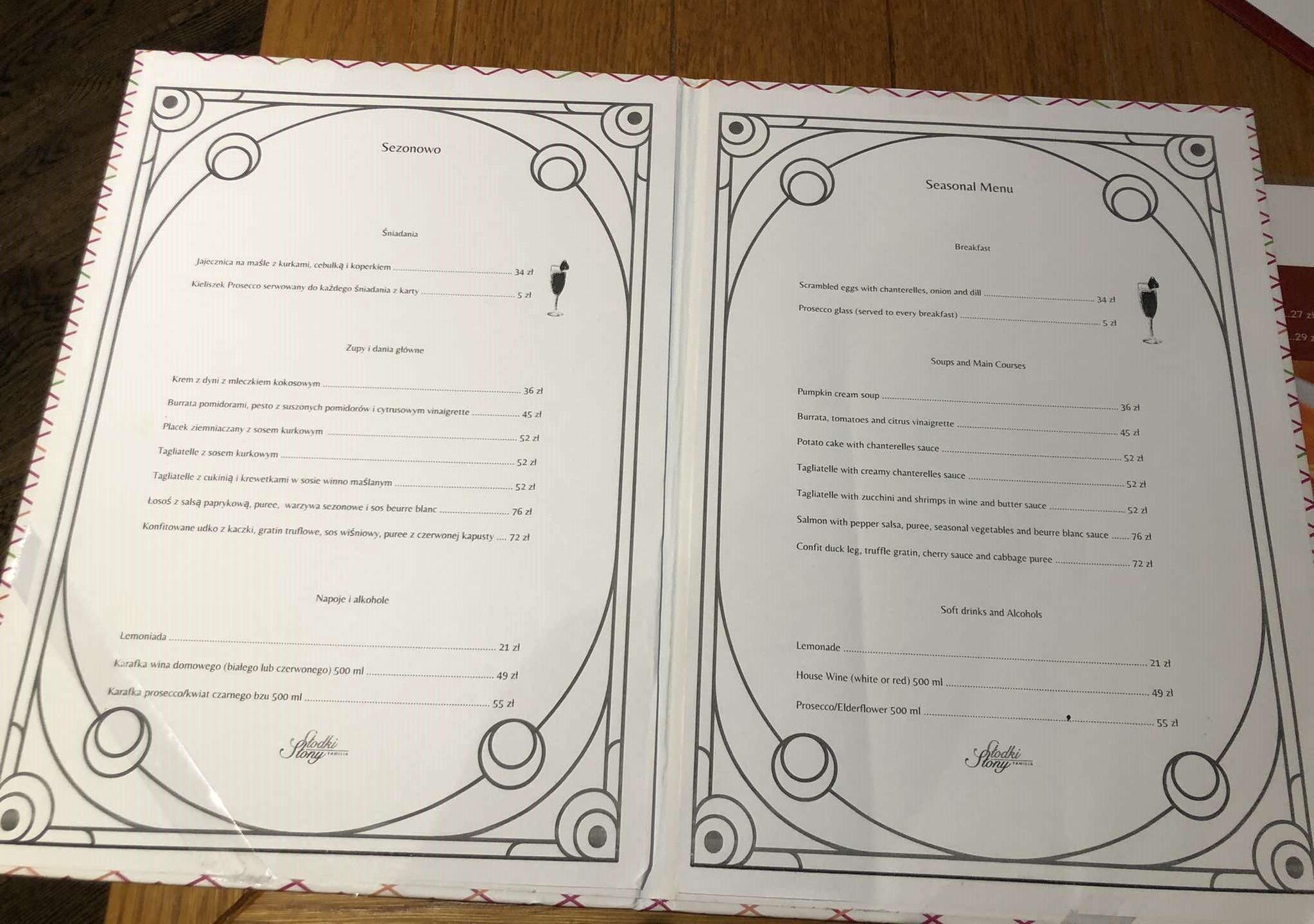 Menu sezonowe w "Słodki Słony Familia" na Wilanowie