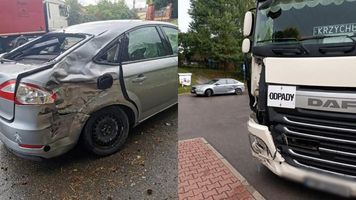 Kolizja trzech pojazdów na DK 42 w Stykowie
