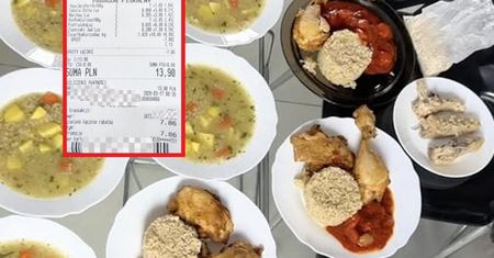 10 porcji obiadu za 14 zł. Pokazała paragon z Biedronki