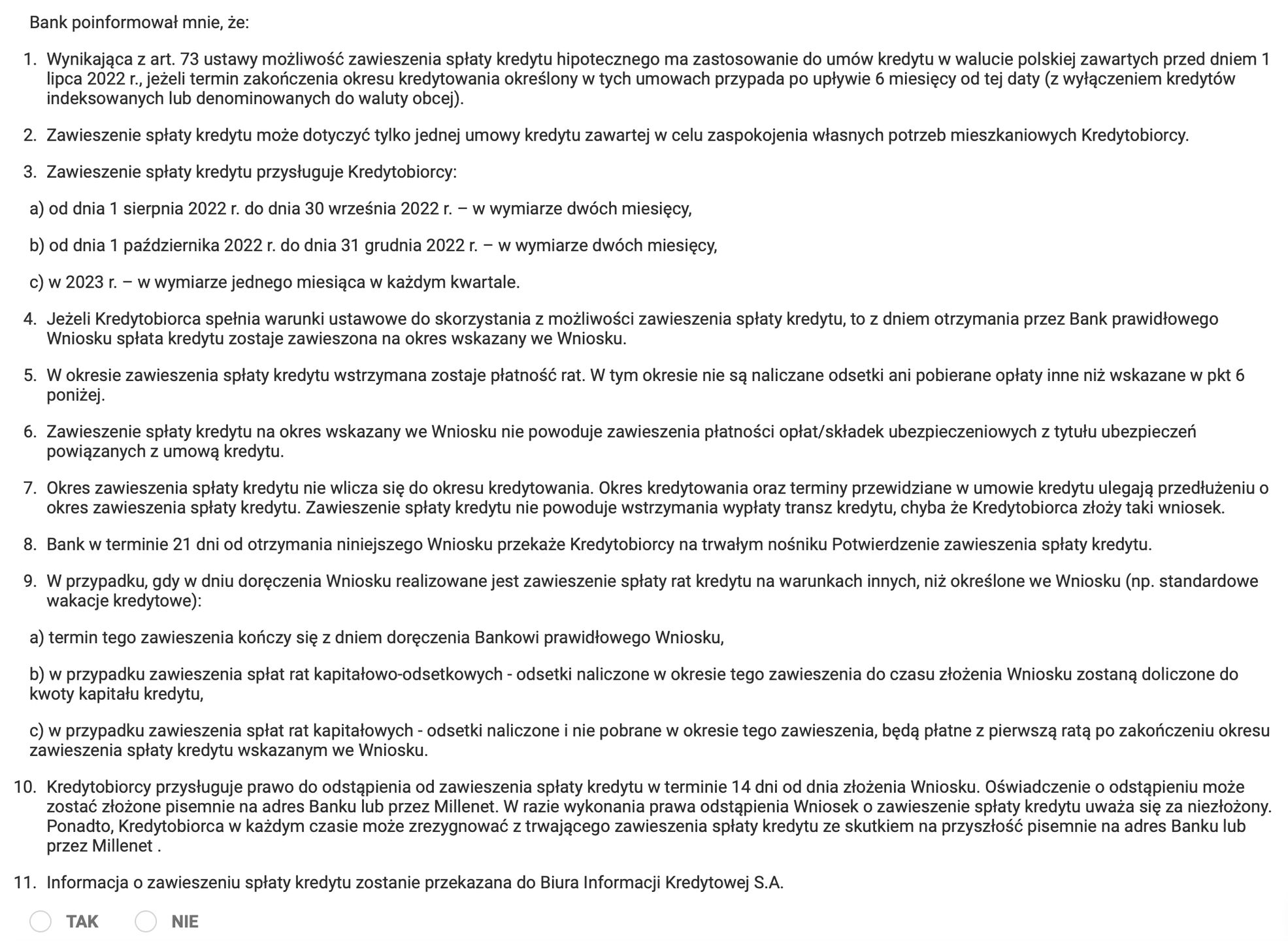 Wakacje kredytowe 2022