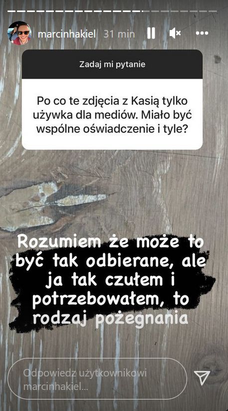 Marcin Hakiel odpowiada na pytania na InstaStory 