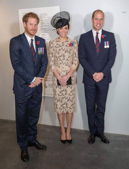 Royal Family Attend The Somme Centenary Commemorations In France
THIEPVAL, FRANCE - JULY 01:  Prince William, Duke of Cambridge , Catherine, Duchess of Cambridge and Prince Harry attend the commemoration of the Battle of the Somme at the Commonwealth War Graves Commission Thiepval Memorial on July 1, 2016 in Thiepval, France.  (Photo by Pool/Samir Hussein/WireImage)
Pool