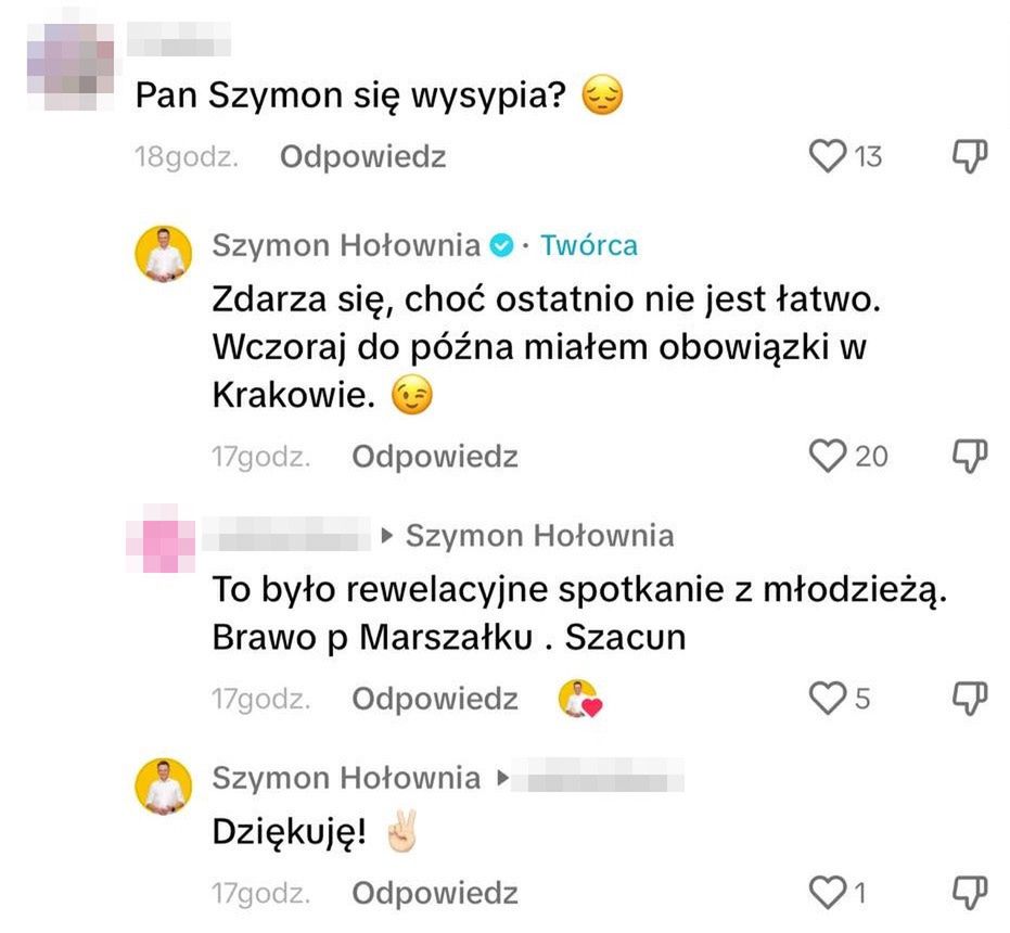 Szymon Hołownia odpowiada na komentarze