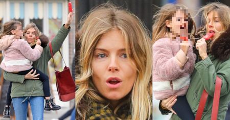 Zalatana Sienna Miller zatrzymuje taksówkę lodem