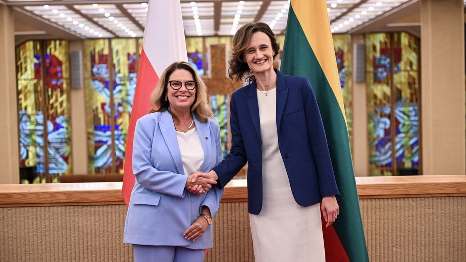 Polska będzie chronić przestrzeń powietrzną Ukrainy? Jest apel (na zdjęciu: marszałek Senatu Małgorzata Kidawa-Błońska i przewodnicząca litewskiego Sejmu Viktorija Cmilyte-Nielsen)