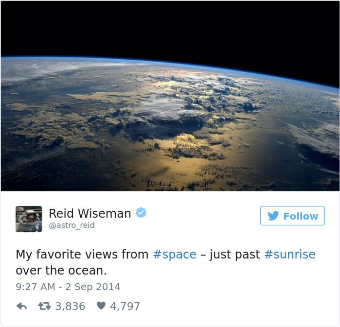 Kosmiczne zdjęcia w tweetach Reida Wisemana