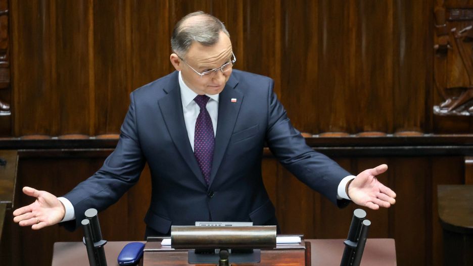 Prezydent Andrzej Duda podczas wystąpienia w Sejmie