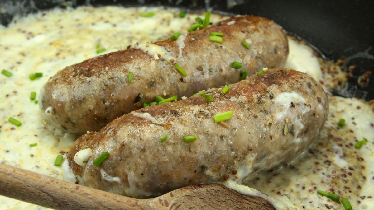 Biała kiełbasa w ciepłym sosie chrzanowym