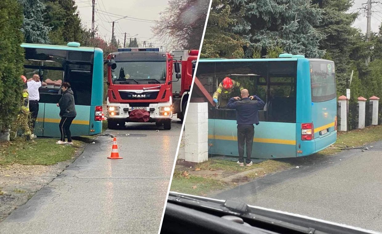 Autobus wjechał w dom. Zdjęcia z miejsca wypadku