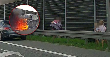 Pożar na A4. Kobieta uciekała z niemowlakiem