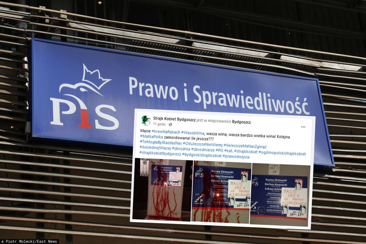 Atak na biuro poselskie PiS w Bydgoszczy 