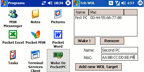 Wake on LAN z telefonu (Windows Mobile).