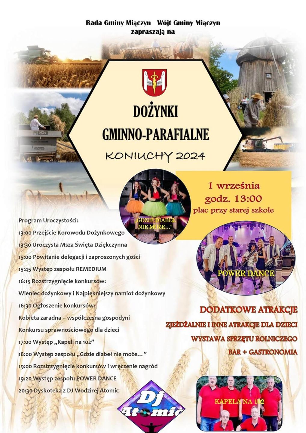 Dożynki w Koniuchach 2024 - plakat, program wydarzenia
