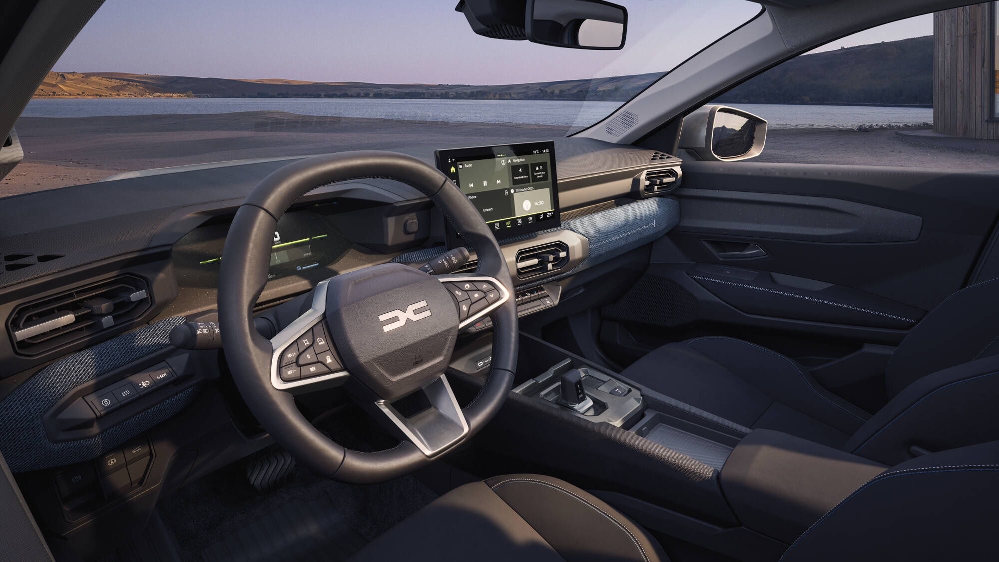 DACIA STRIKER (DB3F1)
CONSOLE CENTRALE, E-SHIFTER, ECRAN, MONTAGNE, PLAN D EAU, PLANCHE DE BORD, RETROVISEUR INTERIEUR, SELLERIE, STYLE DE VIE, VEHICULE HYBRIDE, VOLANT
