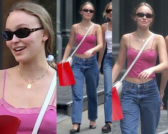 Naturalna Lily-Rose Depp spaceruje bez stanika