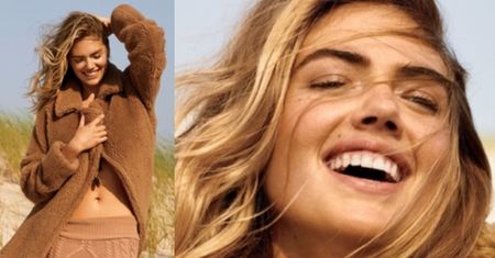 Kate Upton w futrze na plaży