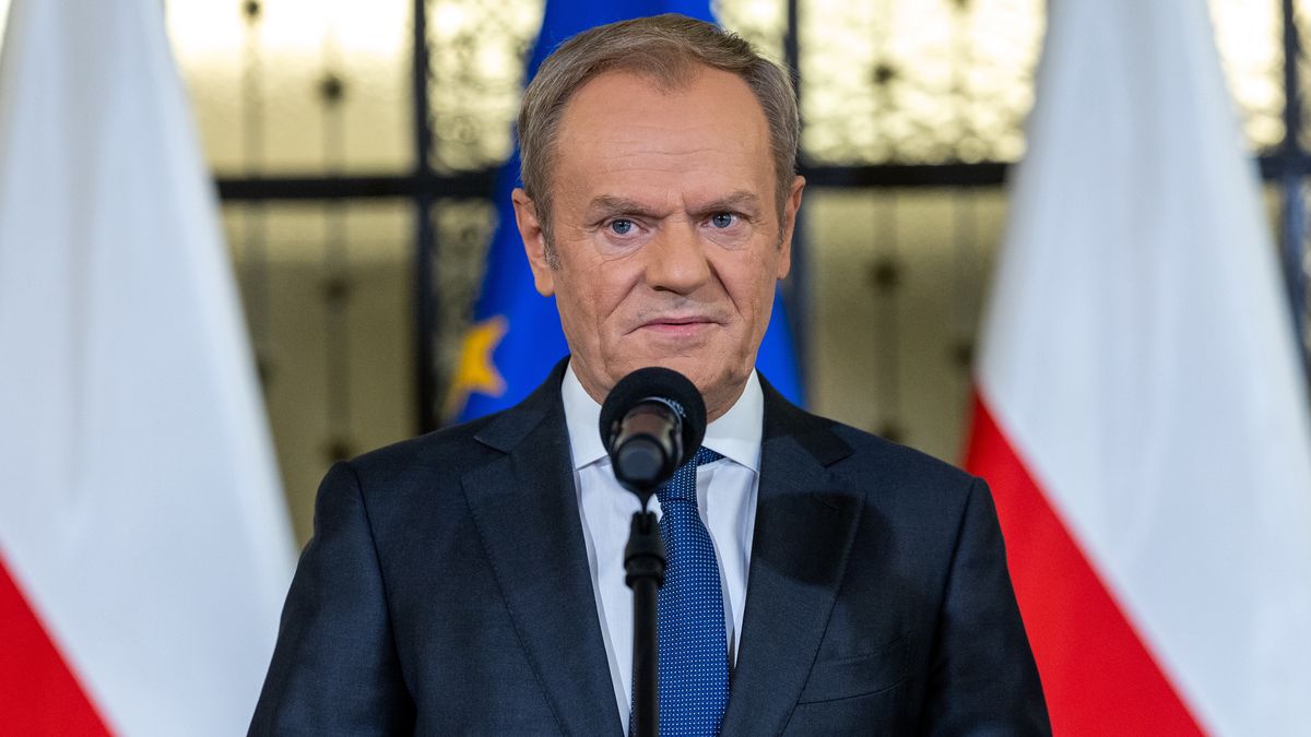 The leader of Civic Coalition (KO), Donald Tusk stands among the leader of Poland 2050 Party, Szymon Holownia, the Leader of Polish People's Party (PSL), Wladyslaw Kosiniak Kamysz and one of the Leaders of the New Left, Wlodzimierz Czarzasty as they give a press statement in Warsaw. The opposition's candidate for future prime minister is Donald Tusk , in Warsaw, Poland on October 24, 2023.POLAND OUT (Photo by Andrzej Iwanczuk/NurPhoto via Getty Images)