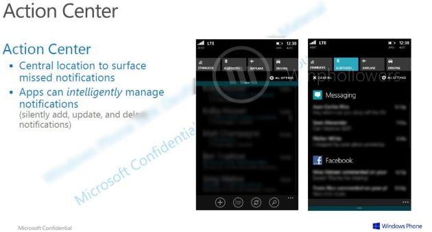 Windows Phone 8.1 centrum powiadomień wygląd
