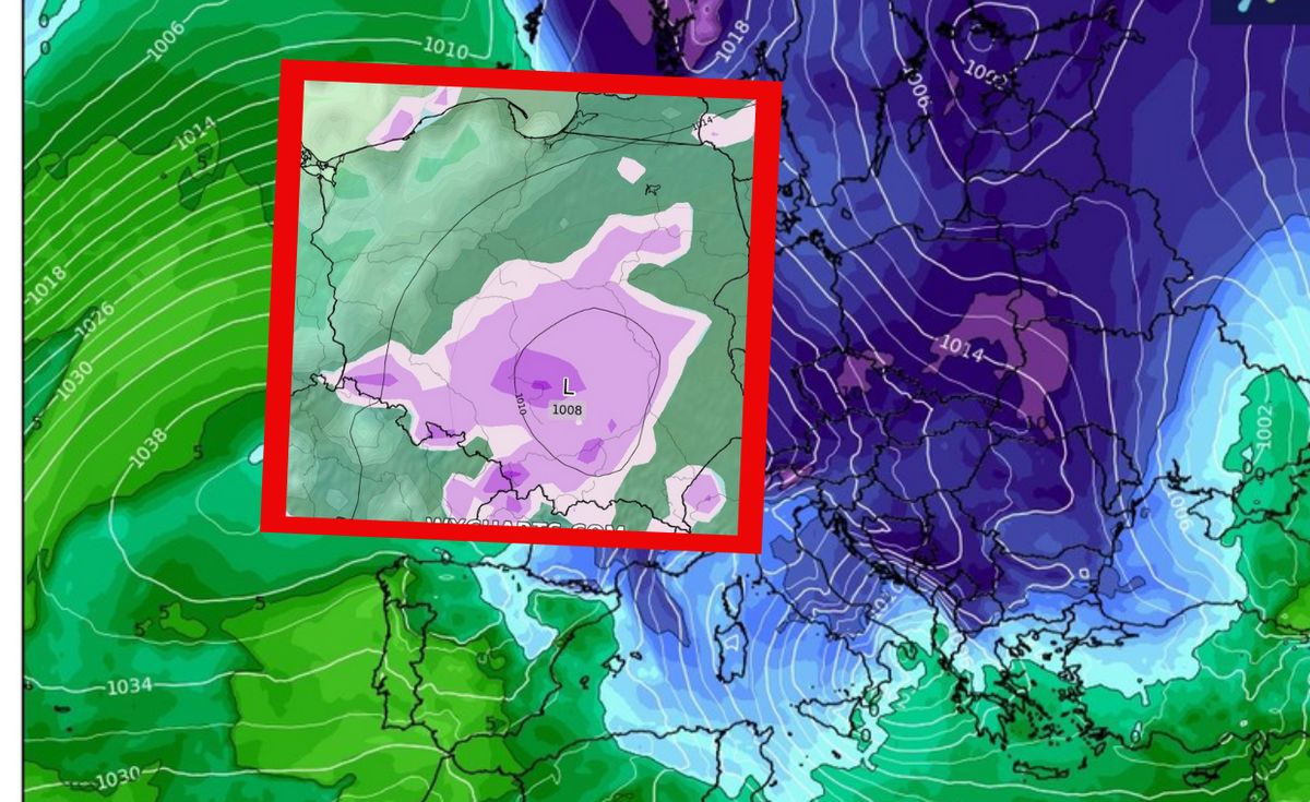 Mapa temperatury i opadów śniegu na pierwszy dzień Bożego Narodzenia