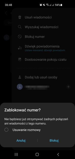 Dodawanie numeru do "czarnej listy" w Androidzie