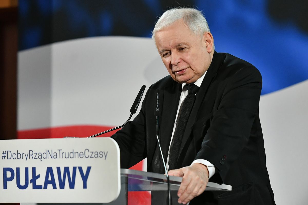 Jarosław Kaczyński podczas spotkania z mieszkańcami Puław 