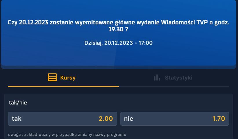 Czy 20 grudnia wieczorem będą "Wiadomości" TVP?