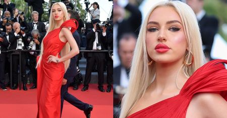 Caroline Derpienski w krwistoczerwonej sukience zadaje szyku na czerwonym dywanie w Cannes (ZDJĘCIA)