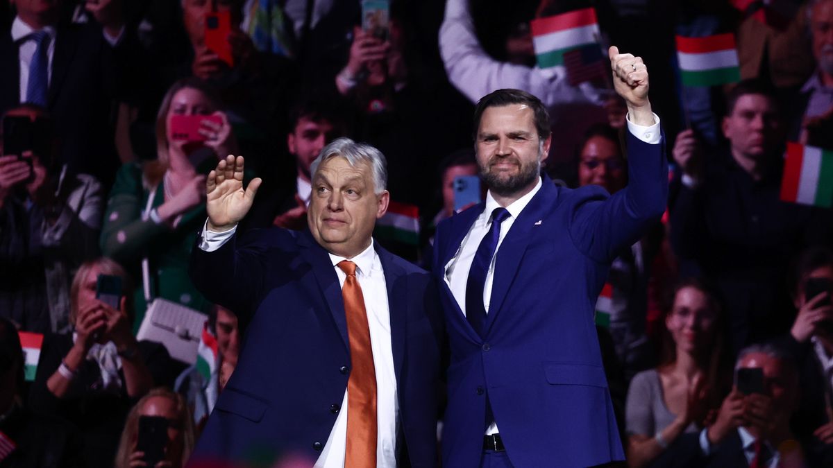 Hungarian Prime Minister Viktor Orban and American Vice President JD Vance during the rally on the Day of American-Hungarian, ahead of the Hungarian parliamentary election, in Budapest, Hungary on April 7, 2026. (Photo by Jakub Porzycki/NurPhoto via Getty Images)