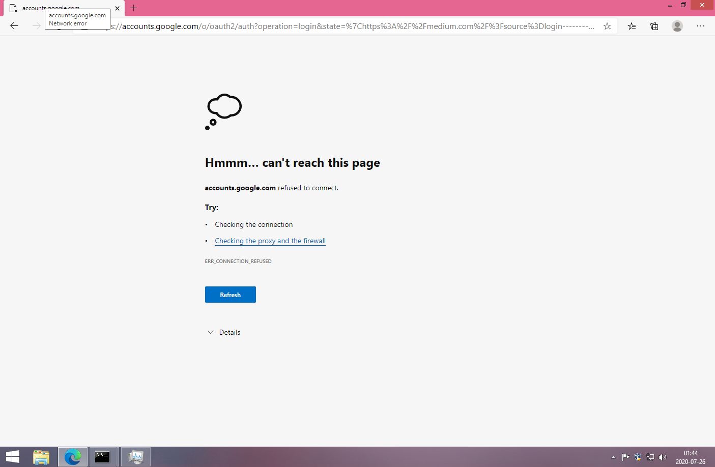 Logowanie kontem Google nie zadziała.