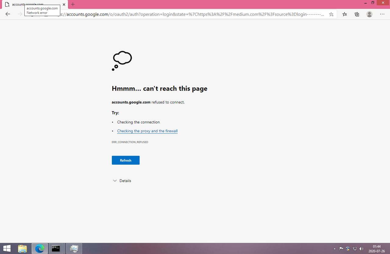 Logowanie kontem Google nie zadziała.