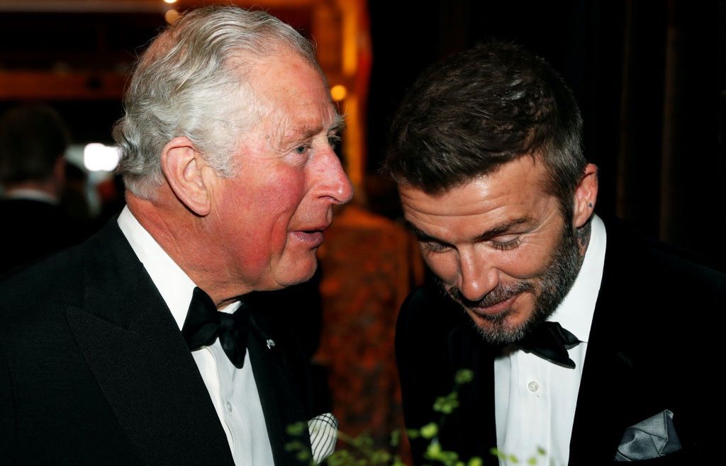 "Our Planet" Global Premiere - Red Carpet ArrivalsLONDON, ENGLAND - APRIL 04: (L-R) Prince Charles, Prince of Wales speaks with David Beckham prior to the "Our Planet" global premiereat Natural History Museum on April 4, 2019 in London, England. (Photo by John Sibley - WPA Pool/Getty Images)WPA Pool