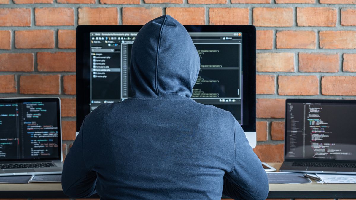 Computer hacker or cyber attack concept, Dangerous hooded hacker using multiple computers typing bad data into online system the access with a virus to infect steal information.hacker, hardware, typing, malware, jacking, spyware, database, password, programmer, software, hud, criminal, crime, dark, hack, laptop, thief, data, technology, web, code, website, computer, development, business, coding, programming, program, developer, internet, network, monitor, screen, networking, information, digital, cyber, security, hacking, web design, out source, credit card, ransomware, hoodie, phishing, attack, virus, pc, display, binary, hacker, hardware, typing, malware, jacking, spyware, database, password, programmer, software, hud, criminal, crime, dark, hack, laptop, thief, data, technology, web, code, website, computer, development, business, coding, programming, program, developer, internet, network, monitor, screen, networking, information, digital, cyber, security, hacking, web design, out source, credit card, ransomware, hoodie, phishing, attack, virus, pc, display, binary